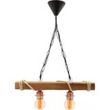 Hü Ma Tasarım ve Aksesuar Hüma Tasarım Bakır Duylu Dekoratif Ikili Bakır Duylu Rustik Nigrum Halatlı Ahşap Avize Kütük Avize Doğal Avize