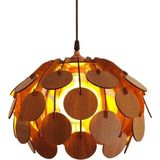 Hü Ma Tasarım ve Aksesuar Orman Model Modern Tasarım Globe Küre Doğal Ahşap Yaprak Mdf 3D Lazer Kesim Rustik Salon Avize - Ceviz