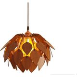 Hü Ma Tasarım ve Aksesuar Oval Model Modern Tasarım Globe Küre Doğal Ahşap Yaprak Mdf 3D Lazer Kesim Rustik Salon Avize - Ceviz