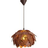 Hü Ma Tasarım ve Aksesuar Tropik Çınar Model Modern Tasarım Globe Küre Doğal Ahşap Yaprak Mdf 3D Lazer Kesim Rustik Salon Avize - Ceviz