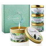 HUAN XI Kokulu Mum Seti 4'lü Paket Citronella Mumları Dış Mekan, 32 oz Uzun Ömürlü Soya Mumu Citronella Mum Seti, Kamp Bahçe, Veranda, Avlu, Balkon, Parti İç Mekan için Taze Citronella Yağı ile Büyük Teneke