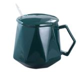HUANGJIAVT Kapaklı ve Kaşıklı Seramik Tuz Saklama Kavanozu, Baharat, Tuz, Karabiber, Fındık, Çay, Kahve için Bardak Şekilli Porselen Tencere - Mavi 9x8x10 cm, Mükemmel Bar Restoranı (YEŞİL)