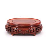 HUANGJIAVT Oryantal ahşap teşhir standı, el oyması gül ağacı kaide tabanı, çaydanlıklar, vazolar, bonsai, taşlar için, iç mekan, dış mekan saksısı, zarif desenli