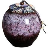 HUANGWUZ Mini Seramik Çay Kutusu ve Kahve Saklama Tenceresi, Mor Gıda Saklama Kavanozu, Çaydanlık, Dekoratif Cenaze Kutusu, 9x9.5cm