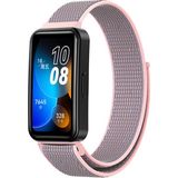 Huawei Band 8 / 9 / 10 Uyumlu Hasır Örgü Ince Kumaş Cırtlı Kordon Bileklik - Huawei Band 8 9 10 - Pembe