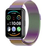 Huawei Digizone Huawei Watch Fit 2 Uyumlu Metal Hasır Kordon - Gökkuşağı