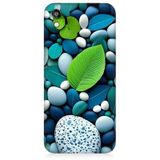 Huawei Honor 8s Uyumlu Mavi Turkuaz Taşlar Ve Yeşil Yaprak Desenli Silikon Kılıf