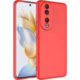 Huawei Honor 90 Kılıf Kamera Korumalı Lansman Kadife Iç Yüzeyli (Şık Tasarım) Silikon Kapak - Kırmızı