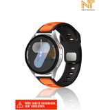 Huawei Honor Magic / Magic 2 Uyumlu Çift Renk Silikon Kordon 22MM - Siyah - Turuncu