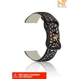 Huawei Honor Magic / Magic 2 / Watch Gs 3 Uyumlu Leopar Desenli Silikon Kordon (22MM) - Bej - Siyah