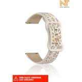 Huawei Honor Magic / Magic 2 / Watch Gs 3 Uyumlu Leopar Desenli Silikon Kordon (22MM) - Krem