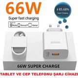 Huawei Honor Mate Nova/P Supercharge 66w + Type C 100 cm Kablo 6A Cep Telefonu Ve Tablet Şarj Cihazı