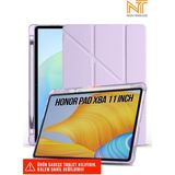Huawei Honor Pad X8A 11 Inç Uyumlu Akıllı Kapak Kalem Bölmeli Tri Folding Tablet Kılıfı - Lila