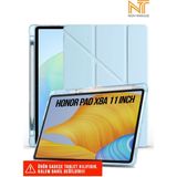 Huawei Honor Pad X8A 11 Inç Uyumlu Akıllı Kapak Kalem Bölmeli Tri Folding Tablet Kılıfı - Mavi
