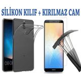 Huawei Mate 10 Lite Seffaf Silikon + Cam Ekran Koruyucu
