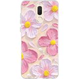 Huawei Mate 10 Lite Uyumlu Pembe Beyaz Çiçekler Sulu Boya Baskılı Silikon Kılıf Renkli