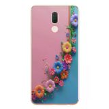 Huawei Mate 10 Lite Uyumlu Pembe Mavi Sarmaşık Baskılı Silikon Kılıf