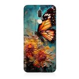 Huawei Mate 10 Lite Uyumlu Silikon Kılıf Altın Kelebek Ve Papatya