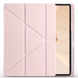 Huawei MatePad Pro 12.2 2025 ile Uyumlu Üçgen Kalem Bölümlü Standlı Uyku Modlu Akıllı Kılıfı (Pembe)