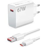 Huawei Nova 8i Uyumlu Şarj Aleti Type-C 33W-67W Hızlı Şarj (Supercharge) Adaptörü + Kablo - Beyaz