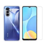 Huawei Nova Y70 Kılıf Şeffaf Kamera Korumalı Silikon Kapak + Cam