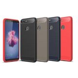 Huawei P Smart 2018 Kilif Karbon Fiber Armor Silikon Kapak + Cam