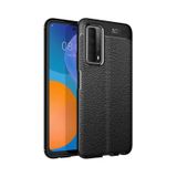 Huawei P Smart 2021 Deri Görünümlü Firo Silikon Kılıf Siyah