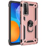 Huawei P Smart 2021 Kılıf Tank Zırh Yüzüklü Mıknatıslı Standlı Kapak Vega