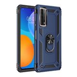 Huawei P Smart 2021 Sofya Yüzüklü Silikon Kapak Lacivert Kılıf