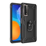 Huawei P Smart 2021 Sofya Yüzüklü Silikon Kapak Siyah Kılıf