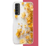 Huawei P Smart 2021 Uyumlu Altın Çiçek Esintisi Baskılı Silikon Kılıf