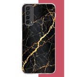 Huawei P Smart 2021 Uyumlu Altın Diyagonal Baskılı Silikon Kılıf