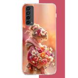 Huawei P Smart 2021 Uyumlu Çiçek Demetli Küçük Kız Baskılı Silikon Kılıf