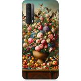 Huawei P Smart 2021 Uyumlu Çiçek Sepeti Desenli Silikon Kılıf
