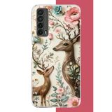 Huawei P Smart 2021 Uyumlu Çiçekli Geyik Baskılı Silikon Kılıf