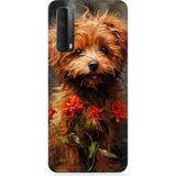 Huawei P Smart 2021 Uyumlu Çiçekli Köpek Desenli Silikon Kılıf