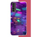 Huawei P Smart 2021 Uyumlu Cyberpunk Neon Arcade Baskılı Silikon Kılıf