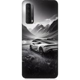 Huawei P Smart 2021 Uyumlu Dağ Yolunda Araba Desenli Silikon Kılıf