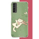 Huawei P Smart 2021 Uyumlu Fularlı Kedi Baskılı Silikon Kılıf