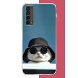 Huawei P Smart 2021 Uyumlu Gizemli Kedi Baskılı Silikon Kılıf