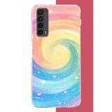 Huawei P Smart 2021 Uyumlu Gökkuşağı Girdap Baskılı Silikon Kılıf