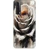 Huawei P Smart 2021 Uyumlu Gül Ve Gri Desenli Silikon Kılıf