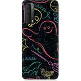 Huawei P Smart 2021 Uyumlu Halloween Grafiti Desenli Silikon Kılıf