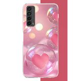 Huawei P Smart 2021 Uyumlu Kalp Baloncukları Baskılı Silikon Kılıf