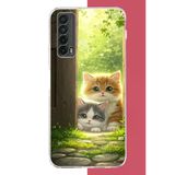 Huawei P Smart 2021 Uyumlu Kapıdaki Kediler Baskılı Silikon Kılıf