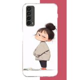 Huawei P Smart 2021 Uyumlu Kawaii Sinirli Kız Baskılı Silikon Kılıf