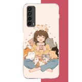 Huawei P Smart 2021 Uyumlu Kawaii Yavru Kediler Baskılı Silikon Kılıf