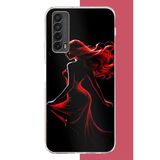 Huawei P Smart 2021 Uyumlu Kırmızı Elbiseli Kadın Baskılı Silikon Kılıf