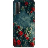 Huawei P Smart 2021 Uyumlu Kırmızı Güller Desenli Silikon Kılıf