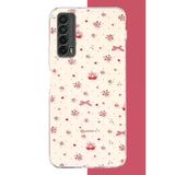 Huawei P Smart 2021 Uyumlu Kırmızı Kalpli Pattern Baskılı Silikon Kılıf